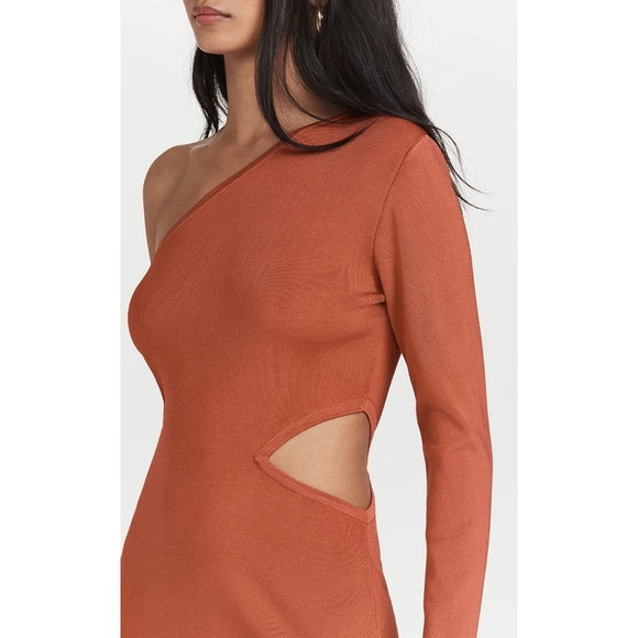 NWT Cult Gaia Knit Asymmetric Cut Out MIDI Dress In Meduim in Chili Color - Picture 7 of 13